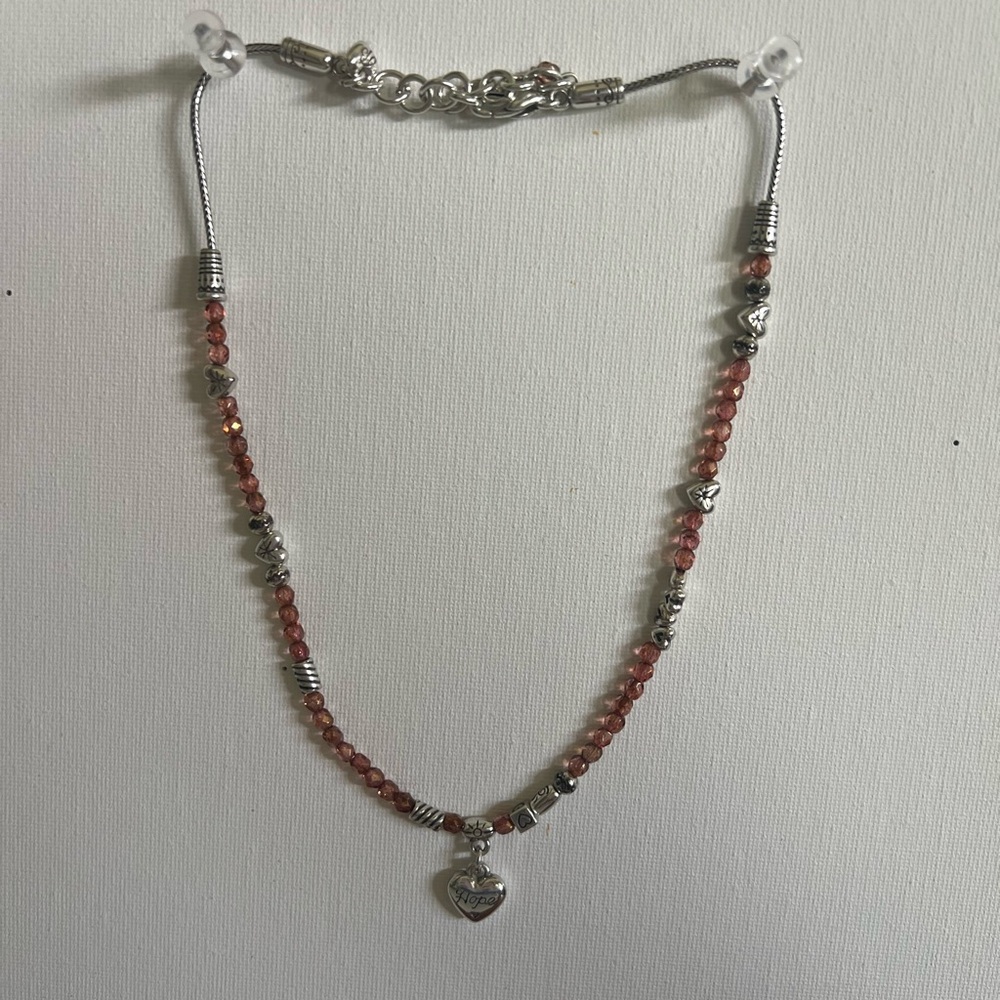 Silver and Red Heart Charm Brighton Necklace